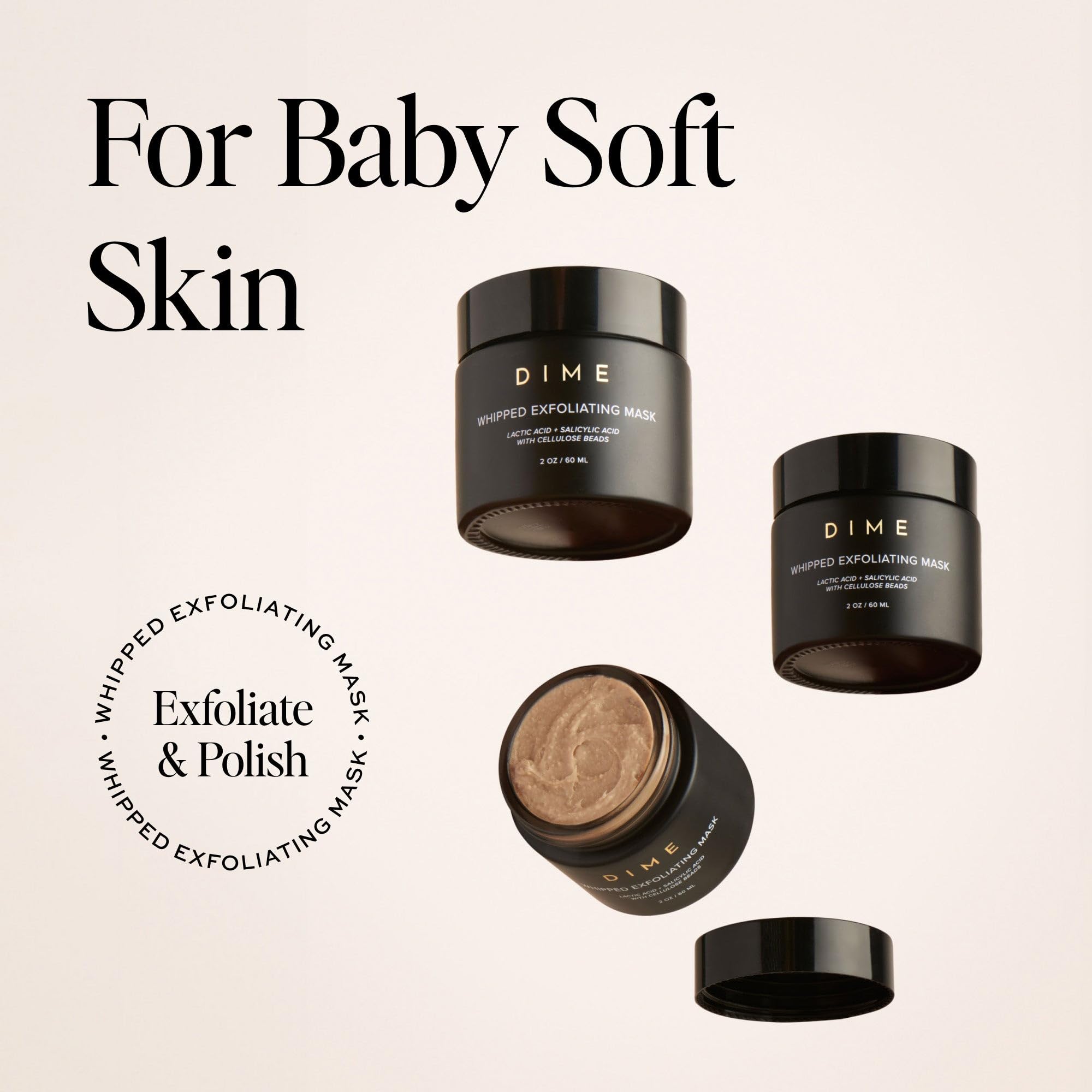 DIME mask on damp skin scenario image suggests nighttime routine and pampering ritual