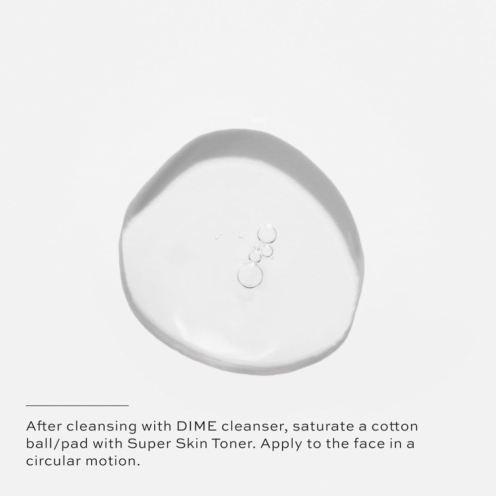 DIME Super Skin Toner with aloe vera and cucumber for soothing hydration.