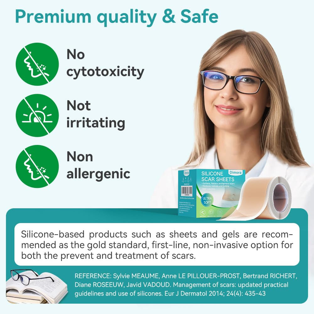 Dimora waterproof scar tape; shower-safe use without removal.