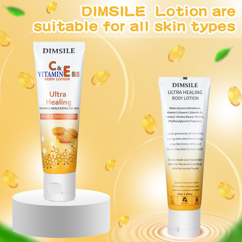 Dimsile lotion bottle applying motion demonstrates quick absorption on skin.