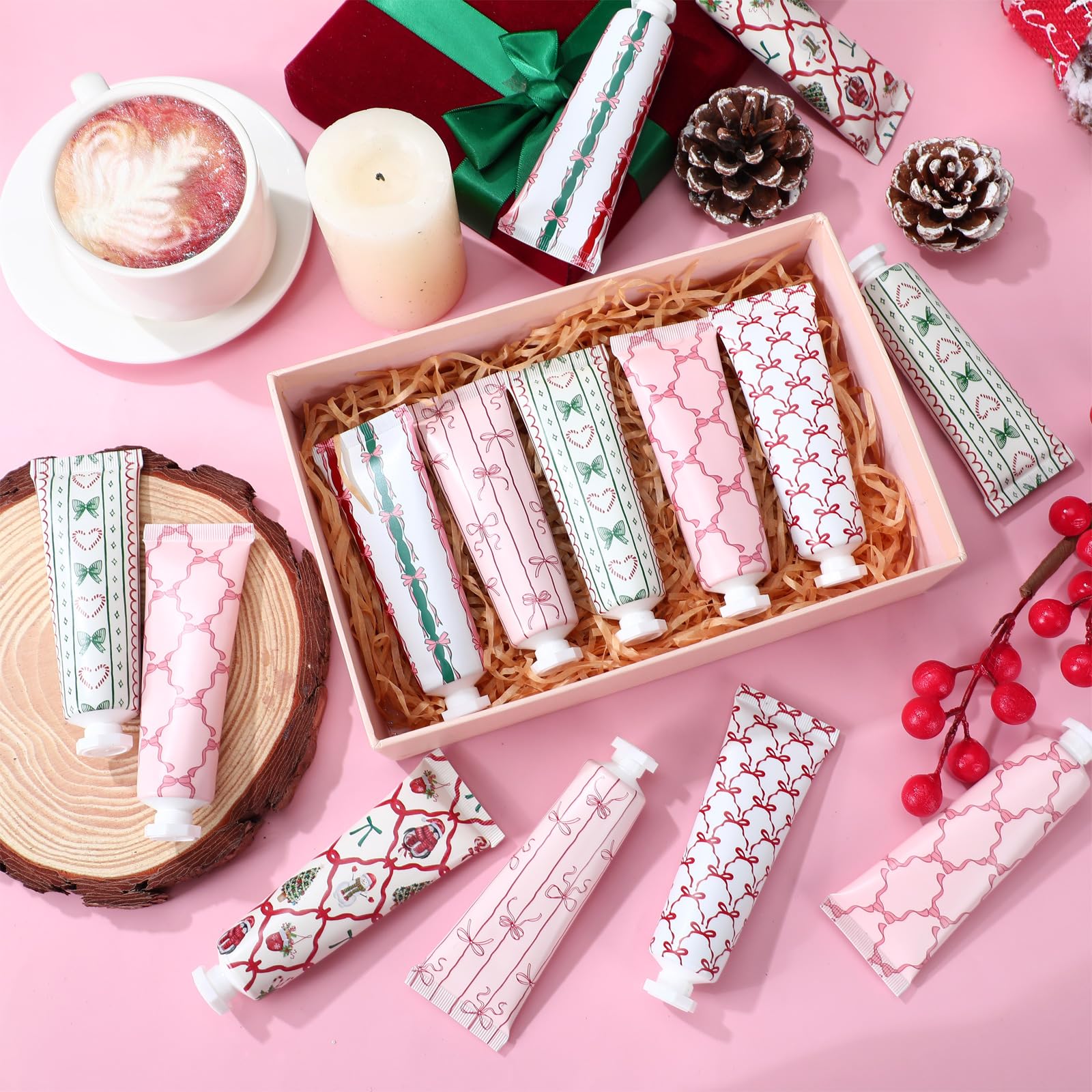 Dimsile Pink Bow Hand Cream chocolate milk scent, soothing for dry hands