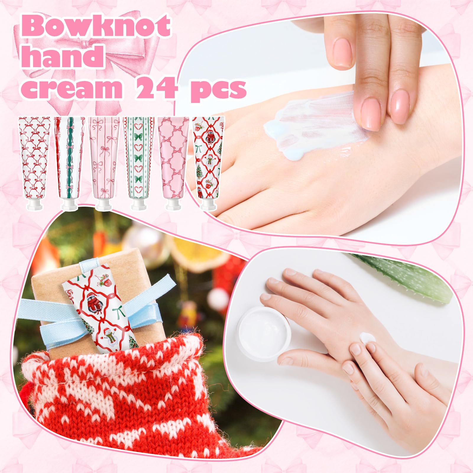 Dimsile Pink Bow Hand Cream honey apple scent, perfect for desk or purse