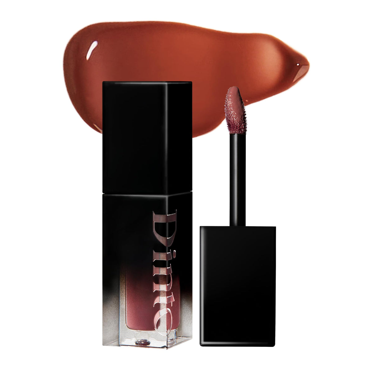 DINTO Blur-Glowy Lip Tint bottle close-up with glassy glow for natural shine.