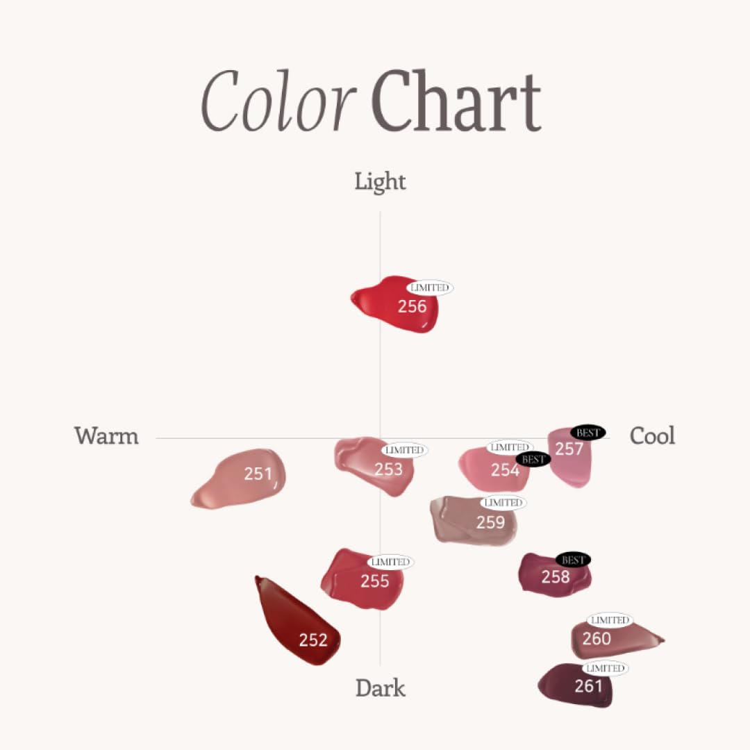 DINTO color swatches reveal versatile shades for diverse looks.