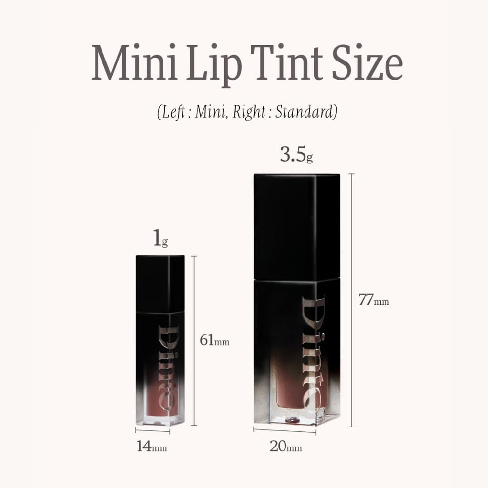 DINTO Blur-Glowy MINI Lip Tint 259 Deus highlights hydrating formula for smooth lips.