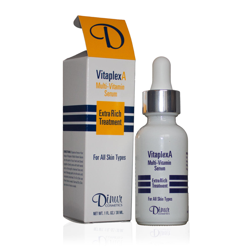 Dinur Cosmetics Vitaplex serum bottle showing premium multi-vitamin formula.