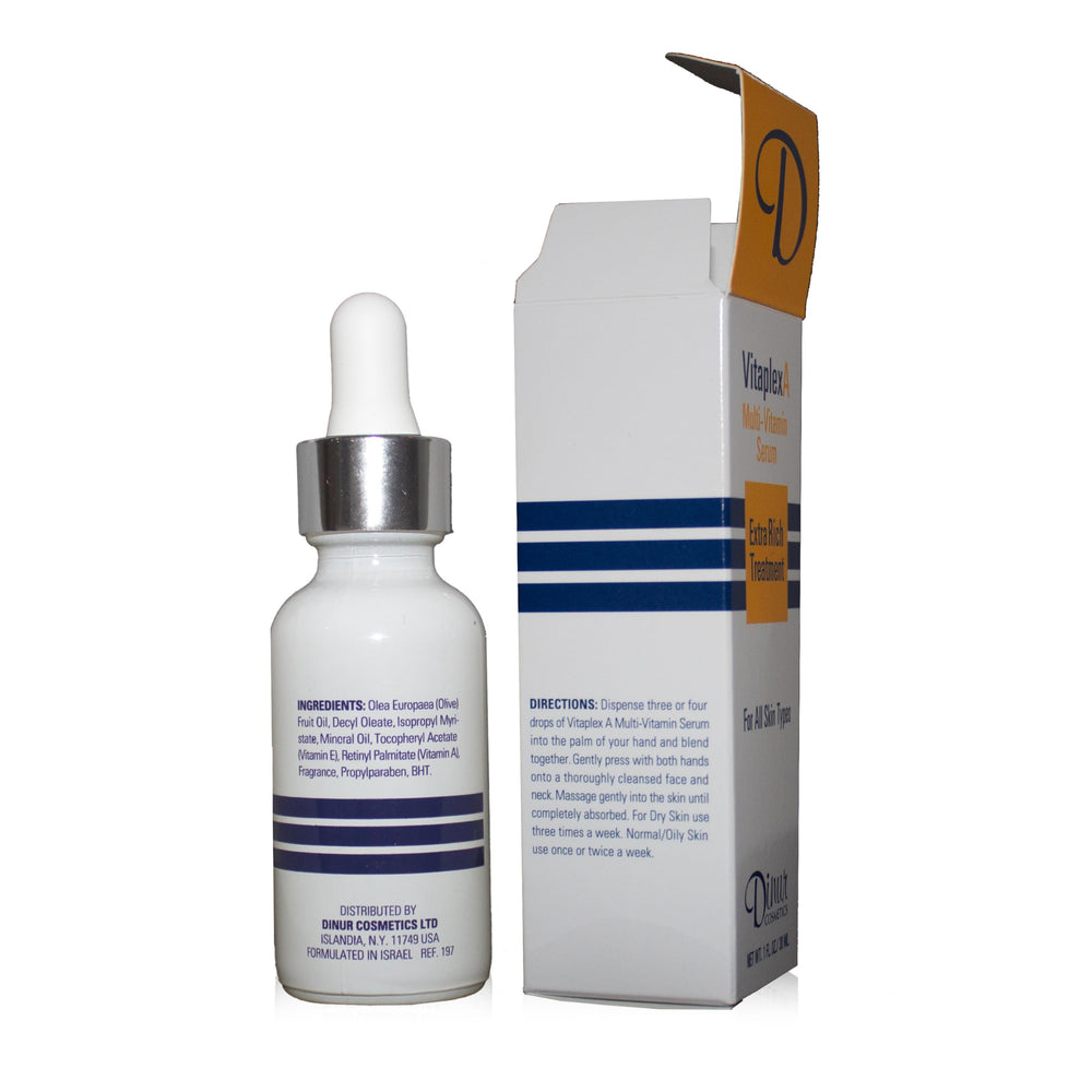 Dinur Vitaplex serum on skin suggesting even tone.