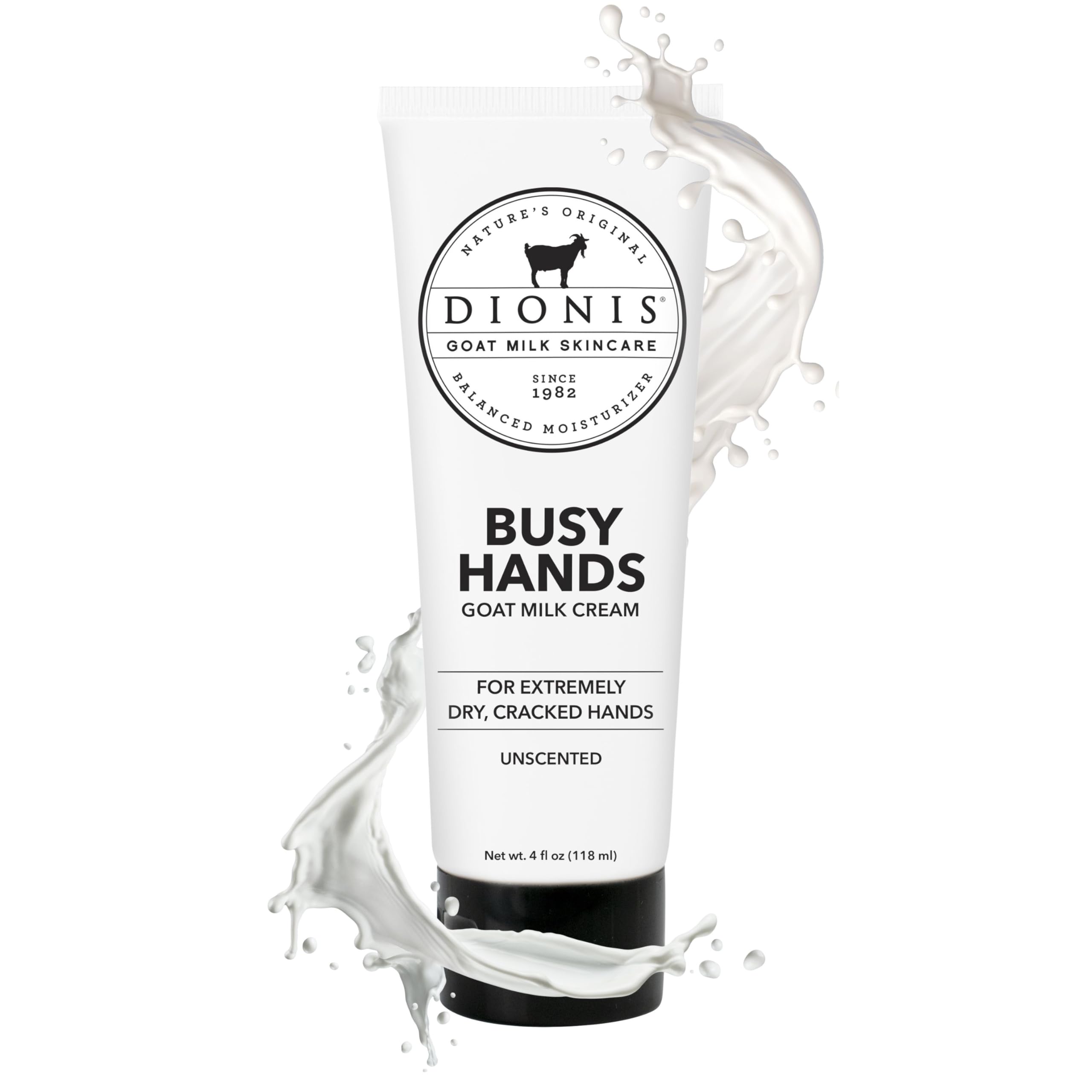Dionis Busy Hands Cream in a pump bottle delivering fast-absorbing hydration.