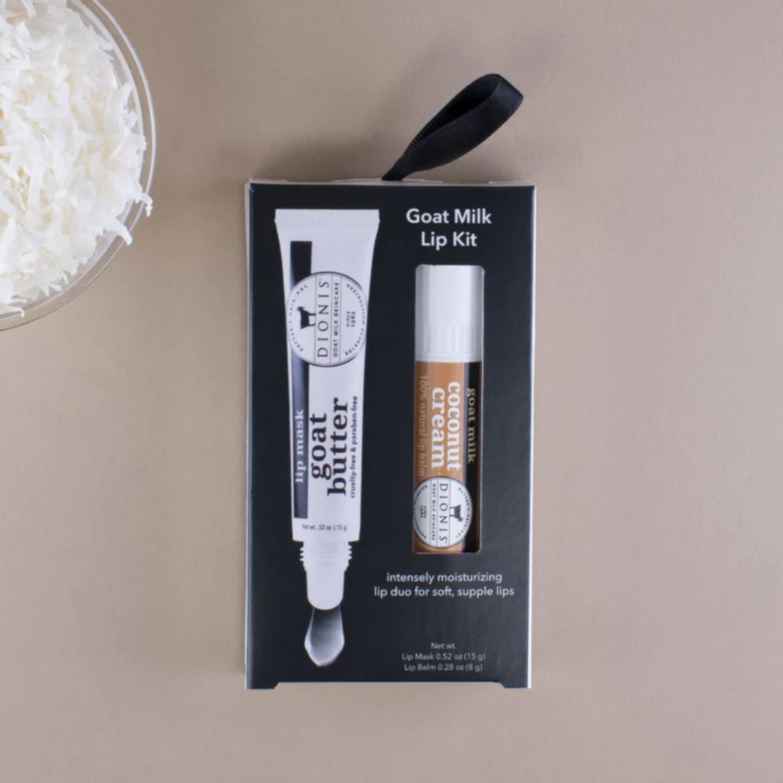 Dionis Coconut Lip Balm application showing smooth, silky glide