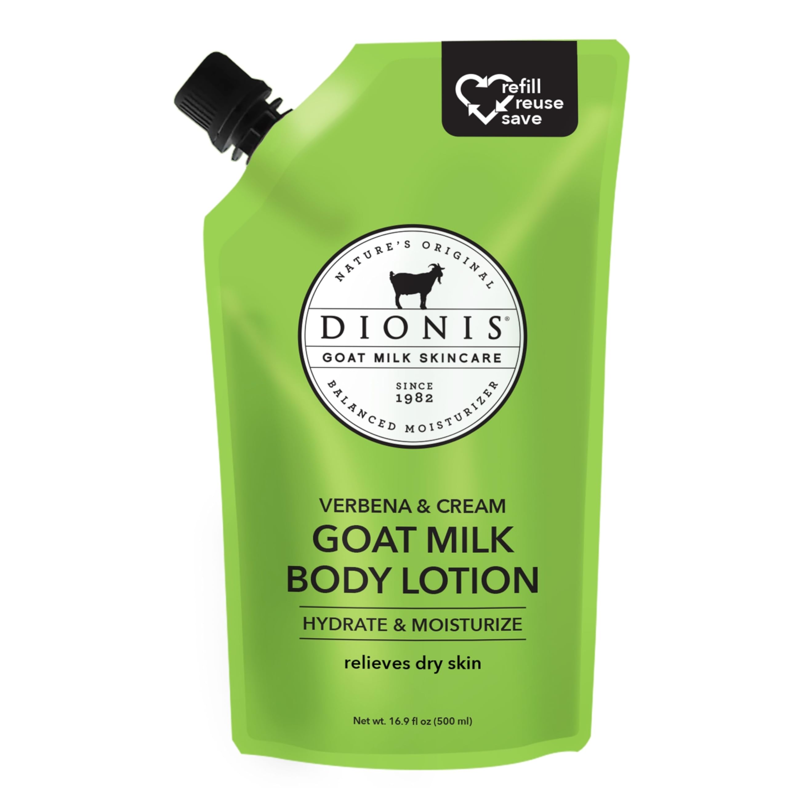 Dionis goat milk body lotion refill pouch for sustainable hydration