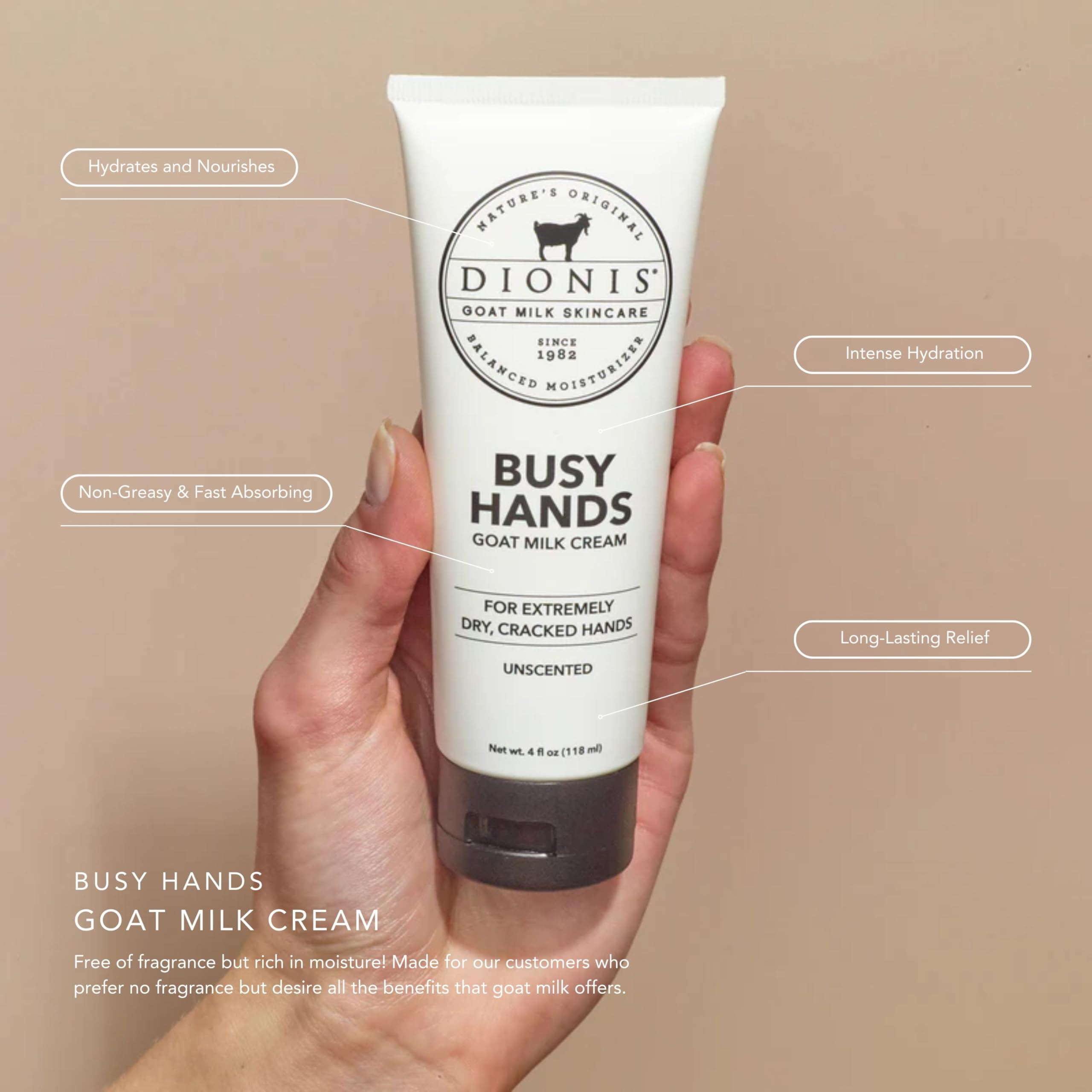 Dionis goat milk cream texture shows rich, creamy moisture without greasiness.