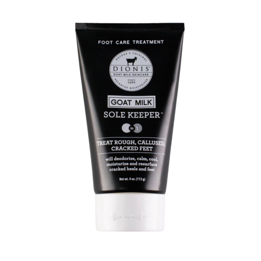 Dionis Sole Keeper bottle demonstrates goat milk footcare for deep hydration.