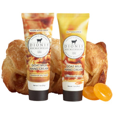 Dionis goat milk hand cream apple crisp bottle provides hydration.
