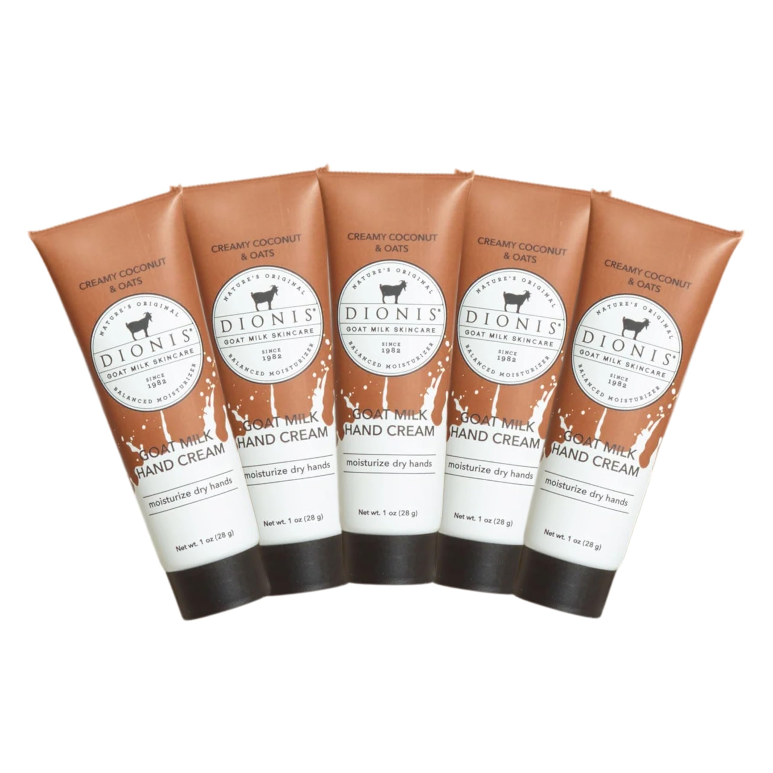 Dionis Goat Milk Hand Cream with creamy coconut oats in six tubes provides lasting hydration