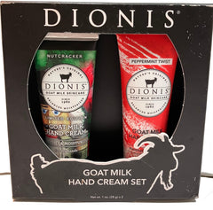 Dionis Goat Milk Hand Cream Duo Nutcracker Peppermint Twist for soothing dry hands
