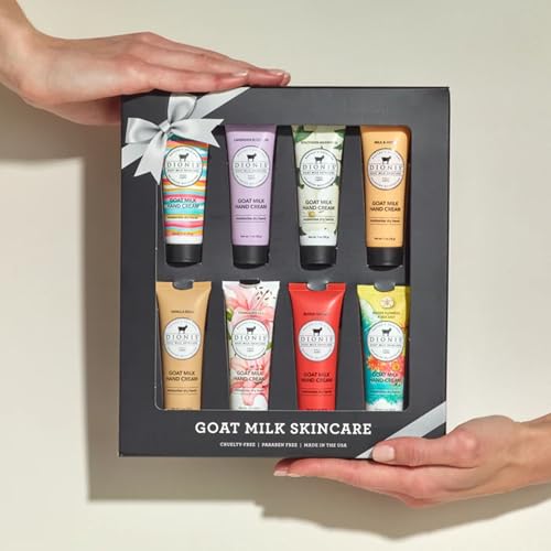Dionis goat milk hand cream packaging display for gift-ready set