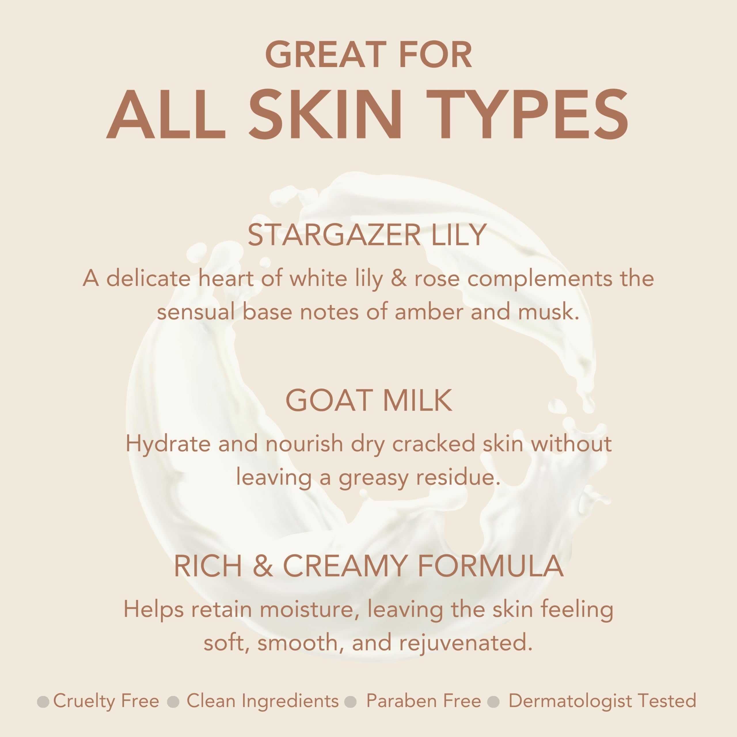 Dionis Goat Milk Hand Cream Stargazer Lily 1oz is dermatologist tested and cruelty-free.