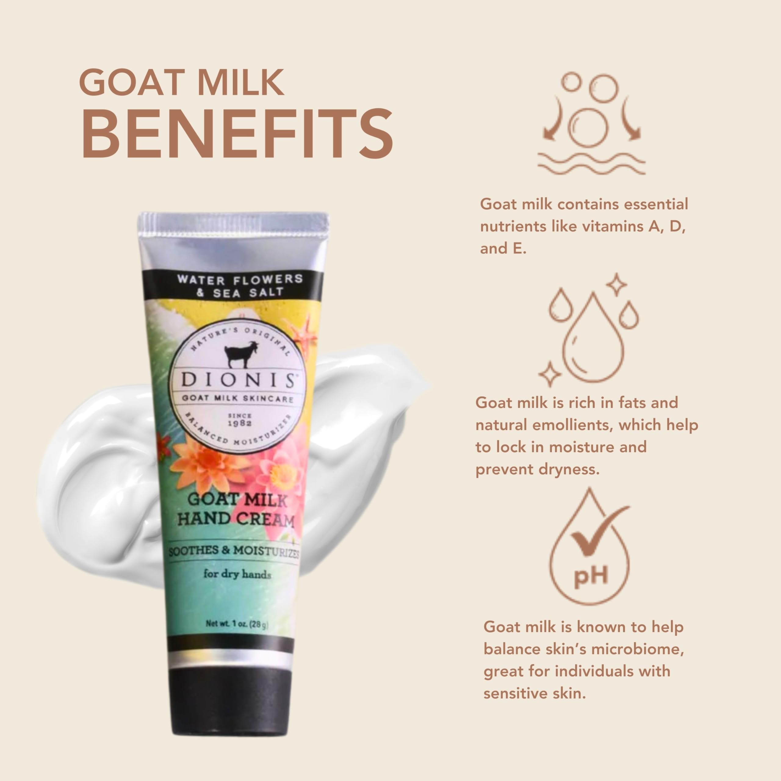 Close-up of silky goat milk cream texture without greasy residue.