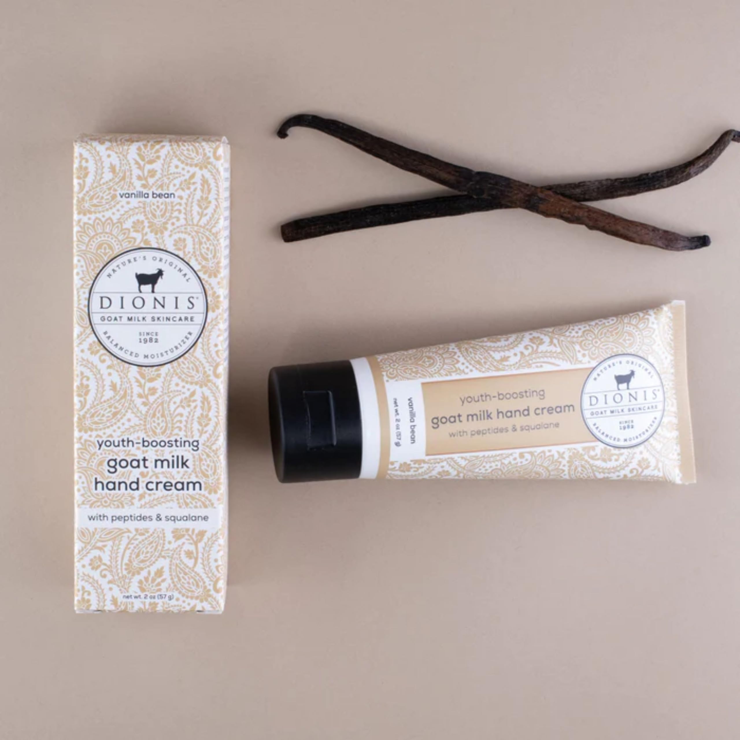 Dionis goat milk hand cream texture close-up showing non-greasy finish.