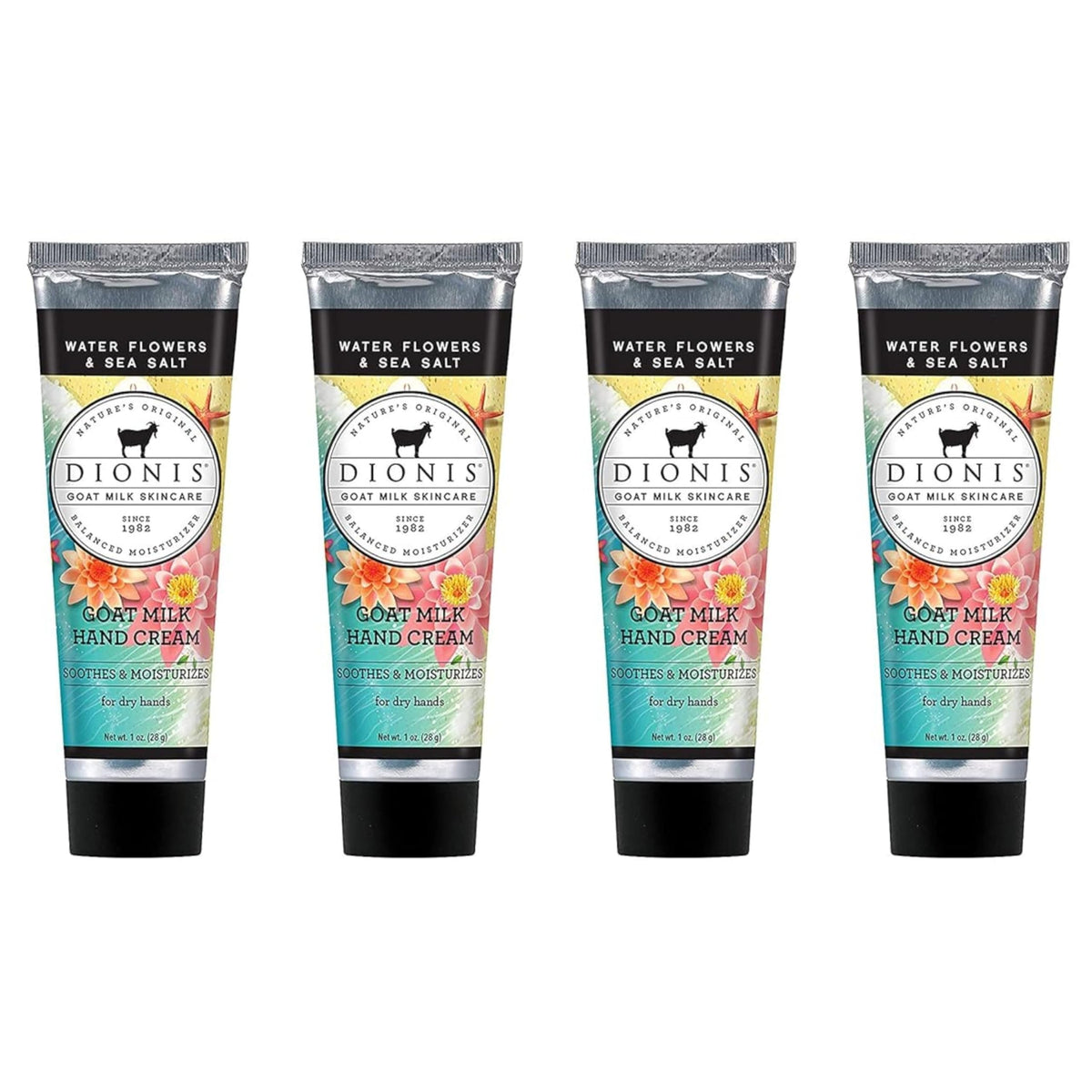 Dionis goat milk hand cream set in travel-size bottles for on-the-go hydration.