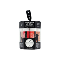 Dionis Goat Milk Lip Balm Ornament Set in festive packaging for easy gifting