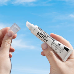 Dionis Goat Milk lip care ingredients closeup highlighting nourishing formula