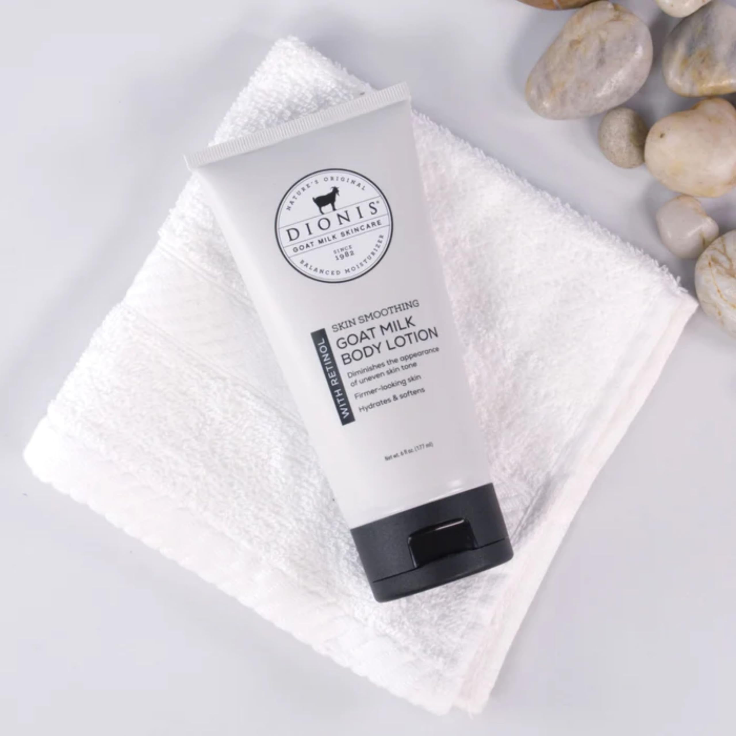 Dionis goat milk retinol lotion applied to arm showing hydration.