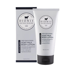 Dionis goat milk retinol body lotion bottle with pump for smoother skin.