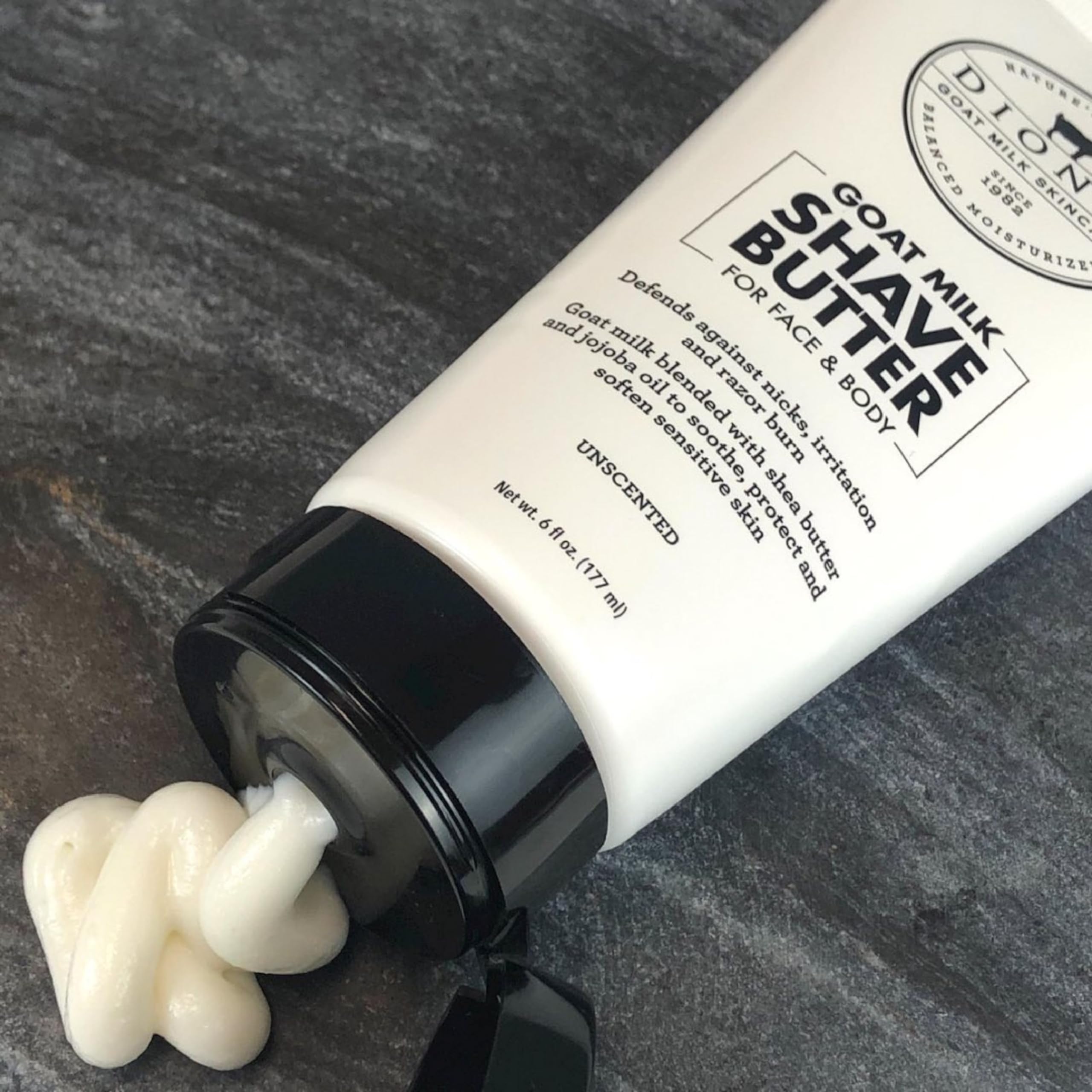 Travel-friendly Dionis Goat Milk Shave Butter packaging for on-the-go hydration.
