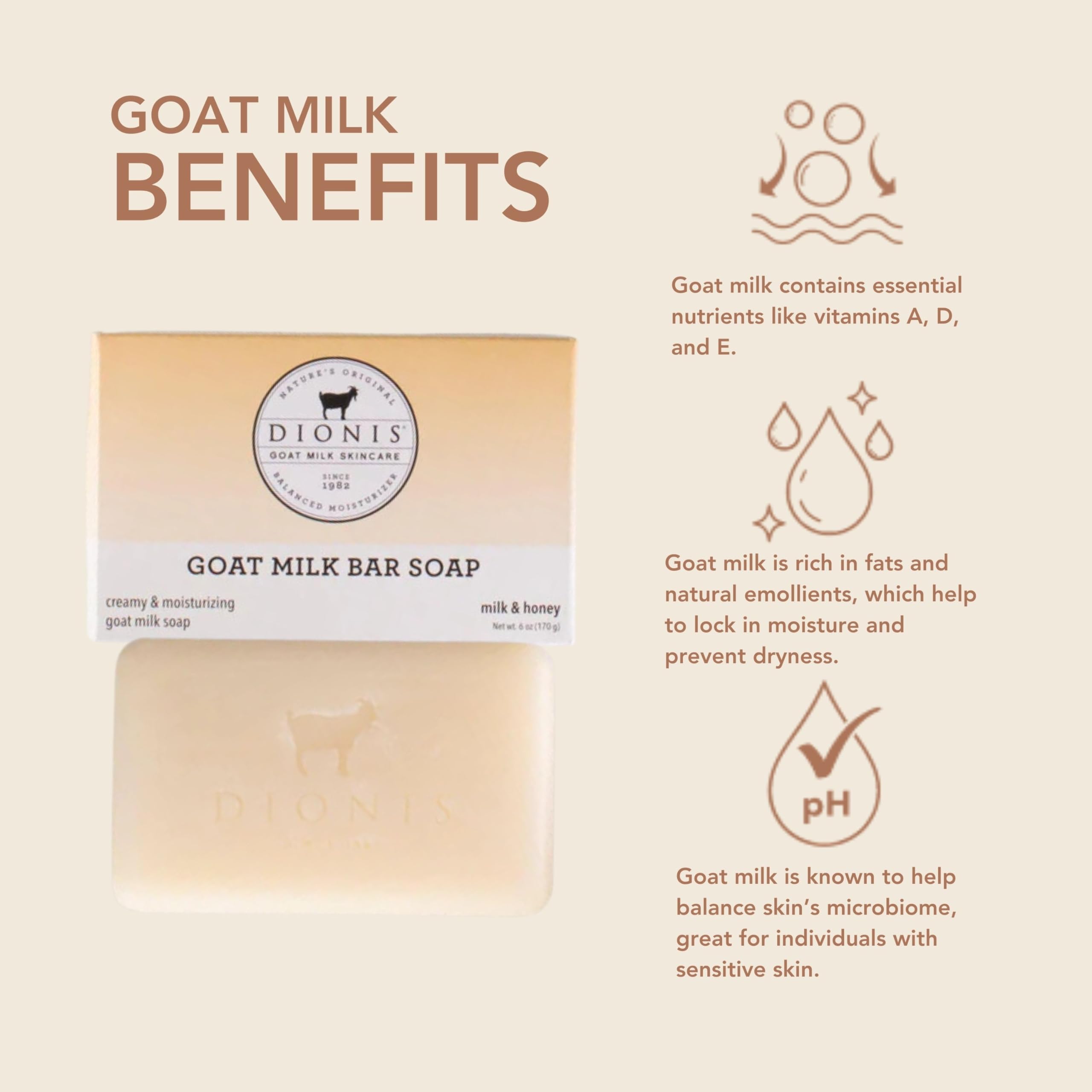 Close-up of Dionis goatmilk honey soap bar texture and inviting aroma