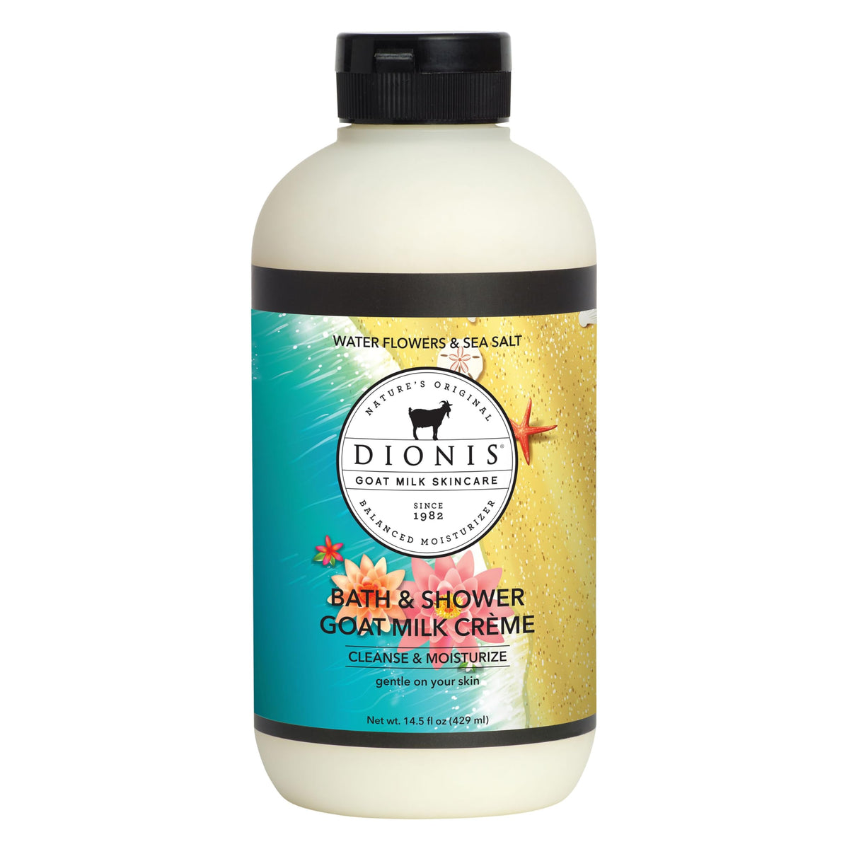 Dionis Water Flowers Sea Salt bath bottle ready for a spa-like cleanse