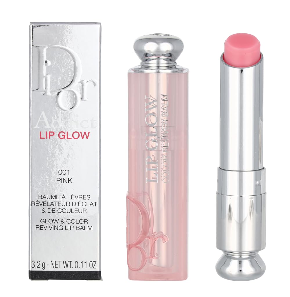 Dior Addict Lip Glow 001 Pink: hydrating soft pink tint on lips