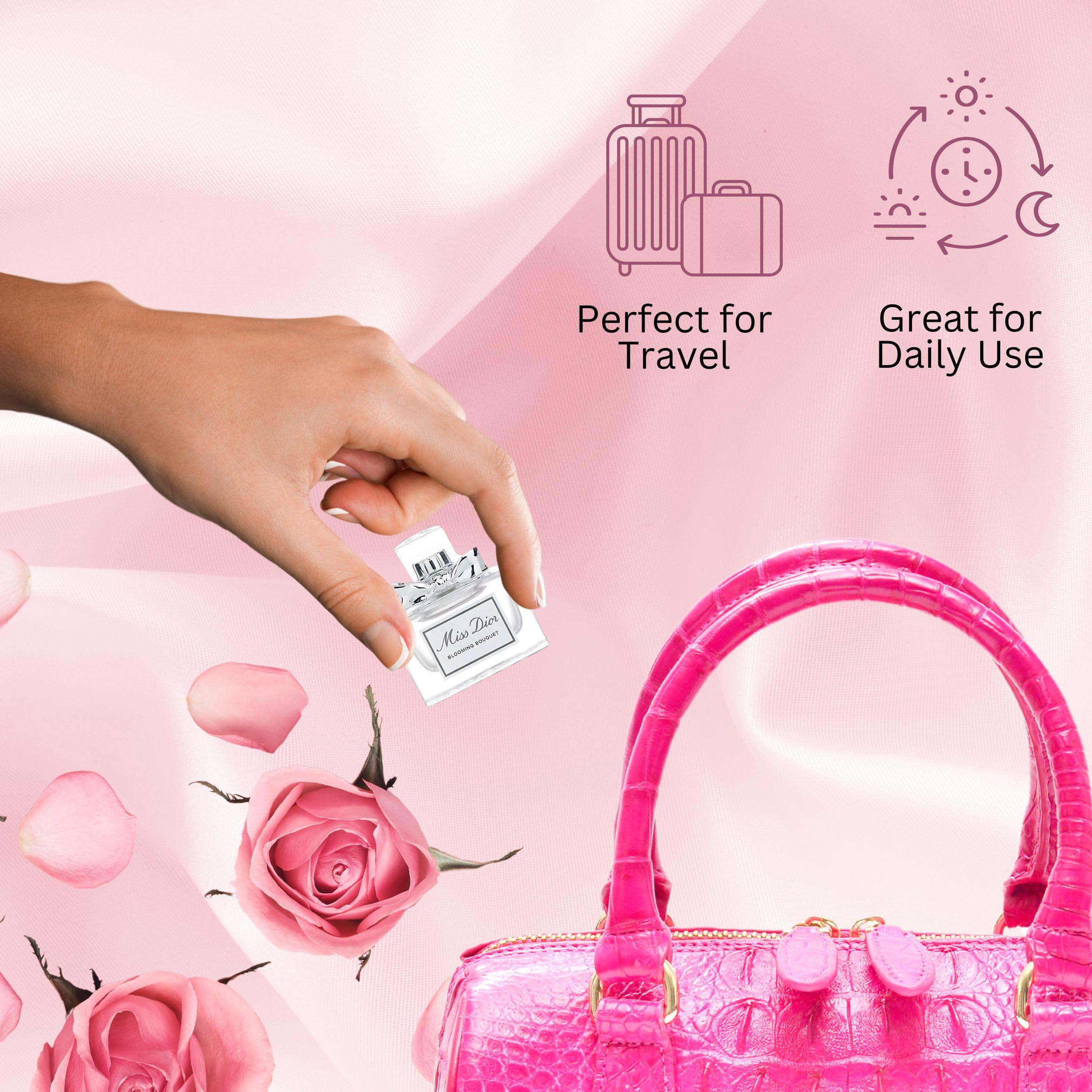 Dior Miss Dior Blooming Bouquet roses close-up evoke springtime charm and romance.