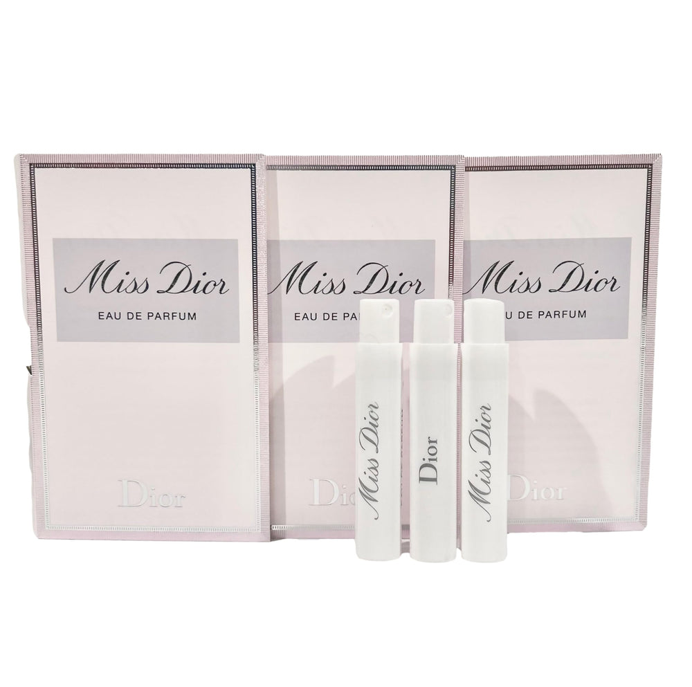 Dior Miss Dior sample set with three 1ml vials in travel packaging