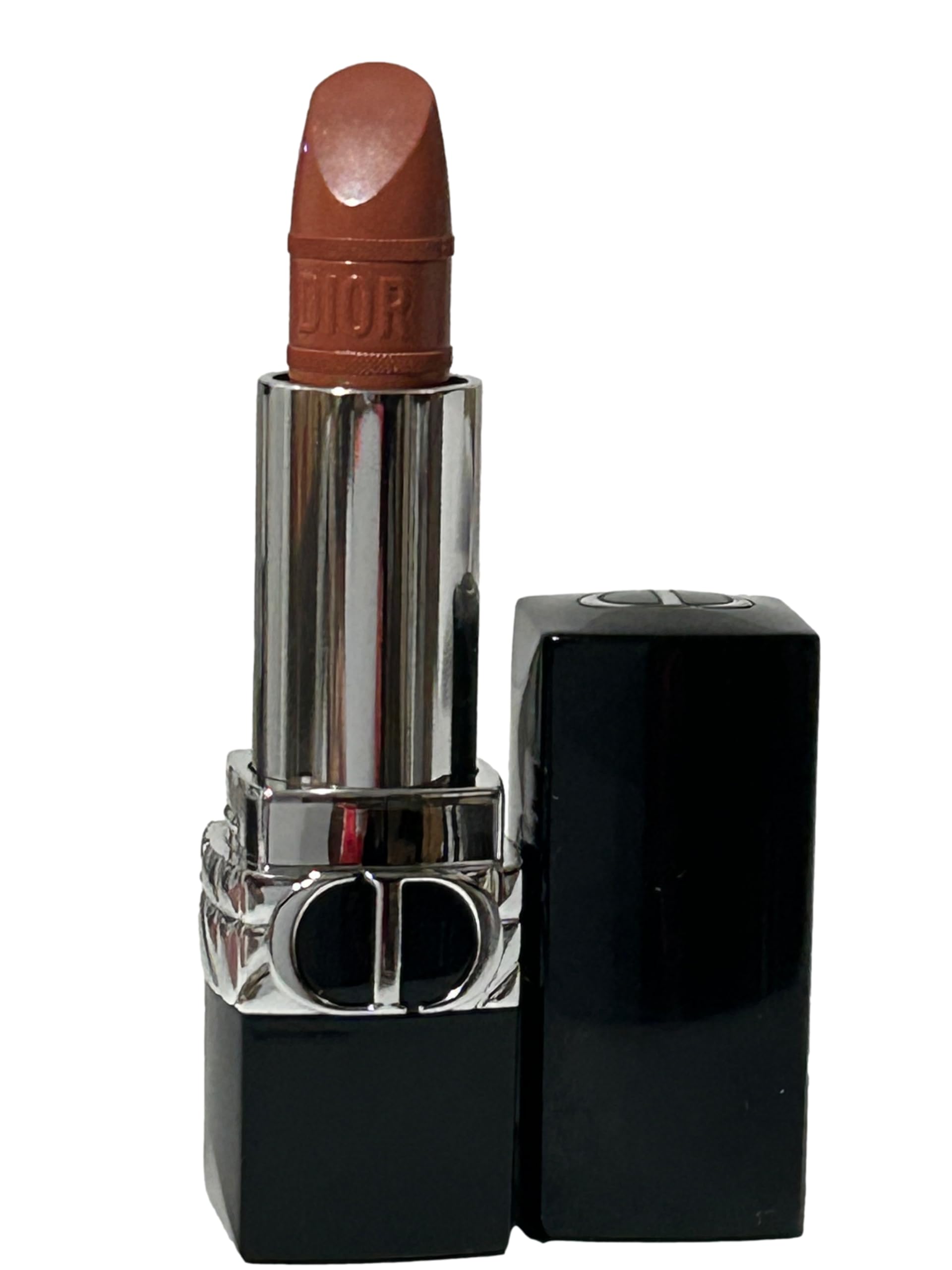 Dior Rouge Lipstick 424 Nude Fauve Satin packaging view shows premium quality