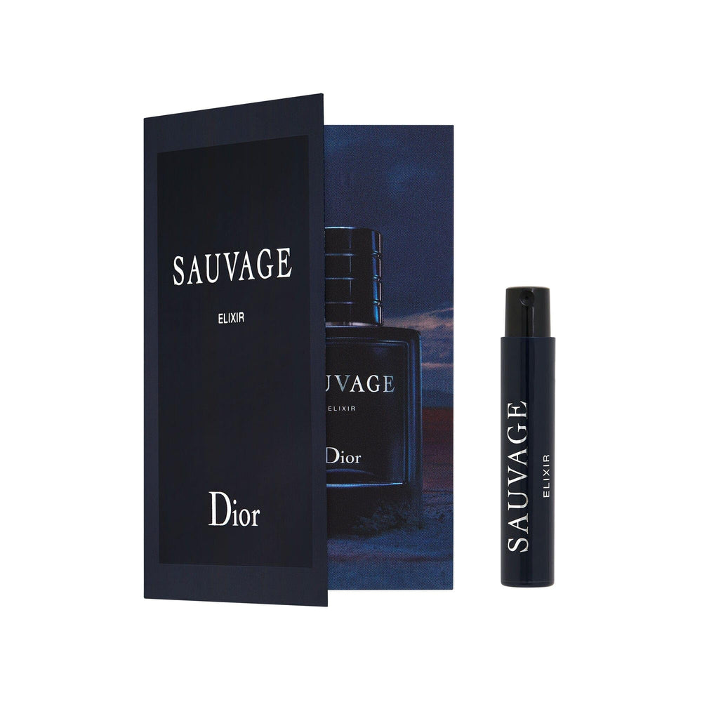 Dior Sauvage Elixir travel vial offers compact fragrance for on-the-go use.