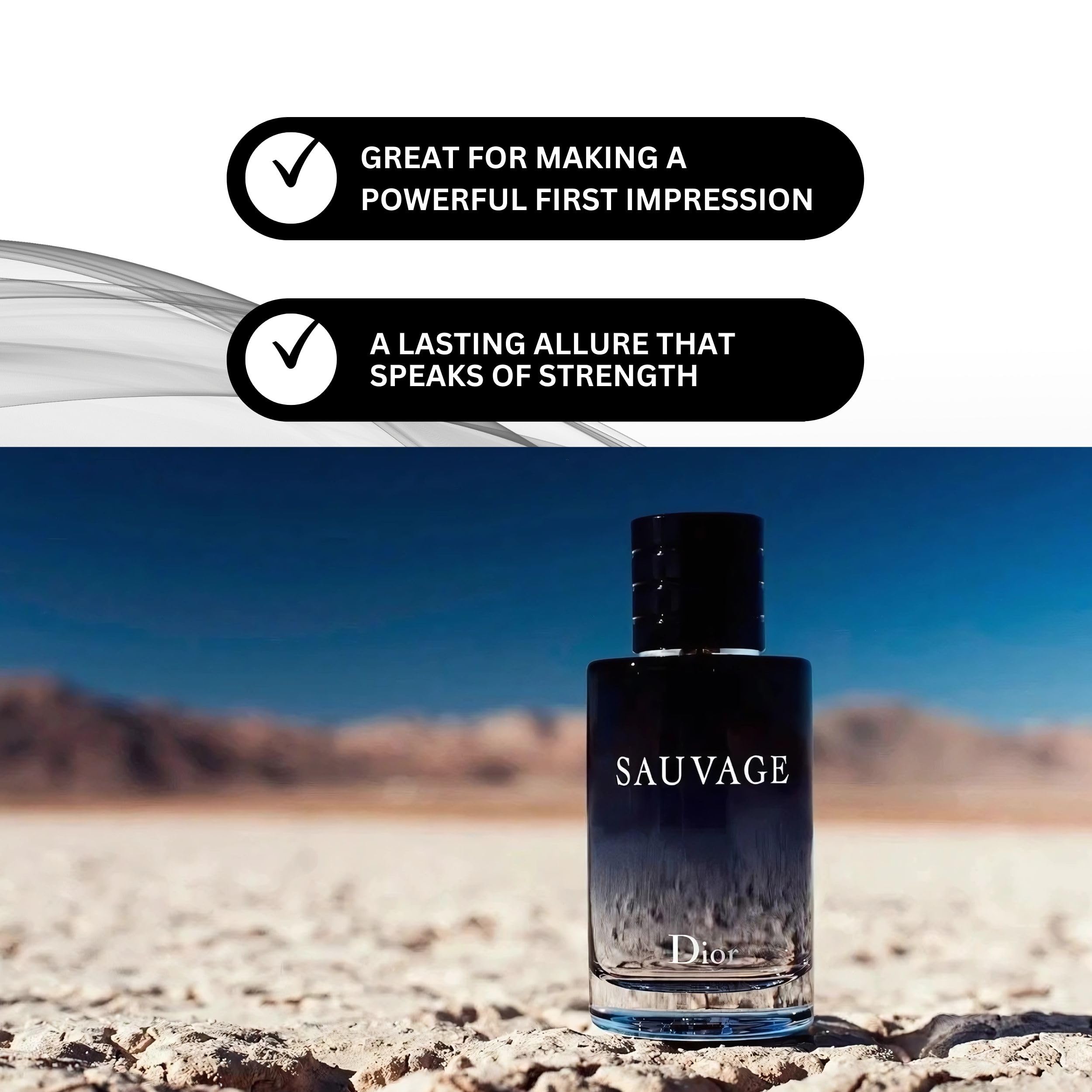 Dior Sauvage mini EDT bottle angled, lifestyle shot highlighting modern masculinity.