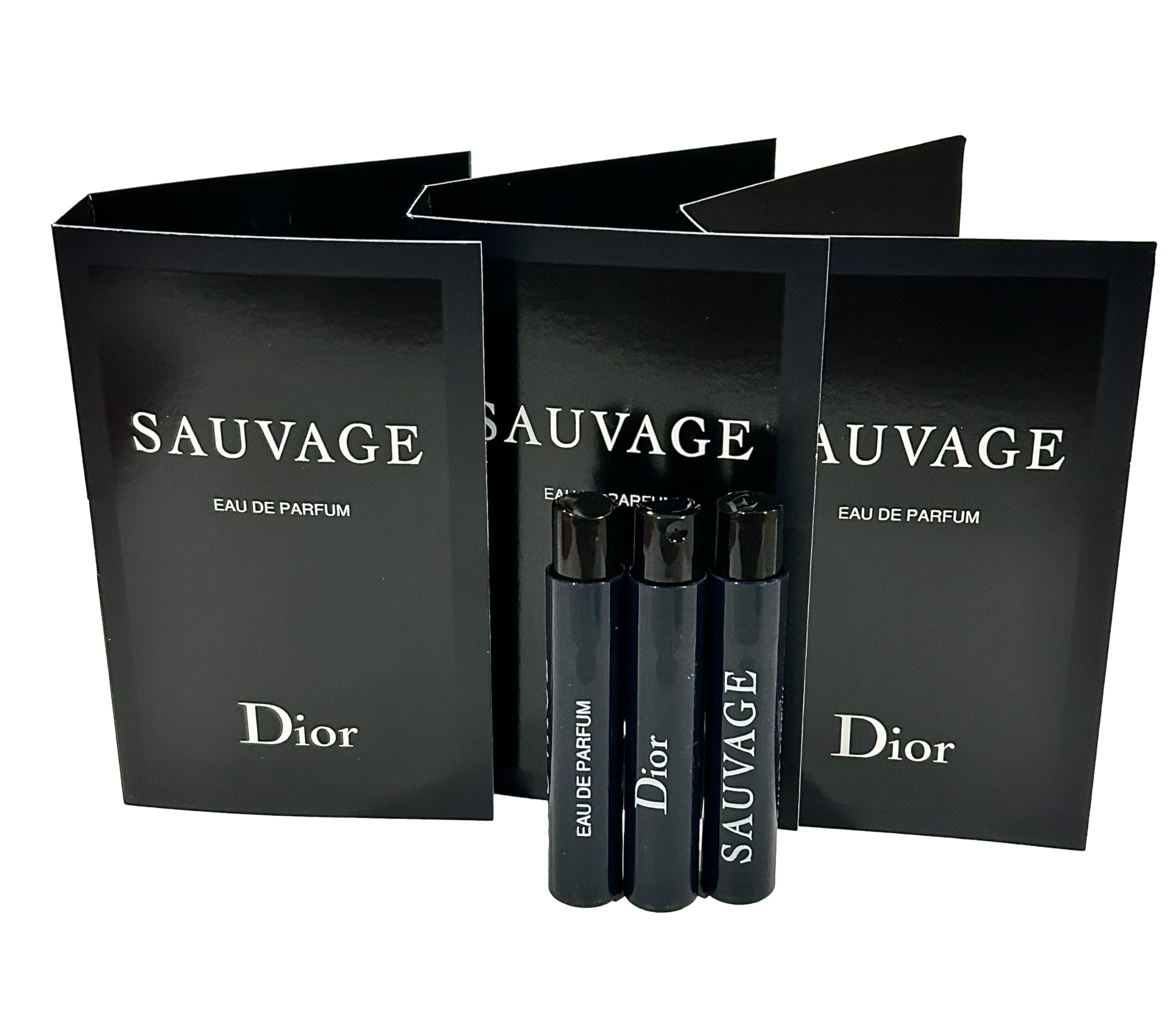Dior Sauvage sample EDP bottle close-up for on-the-go testing.