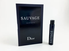 Dior Sauvage sample vial for travel testing and on the go fragrance.