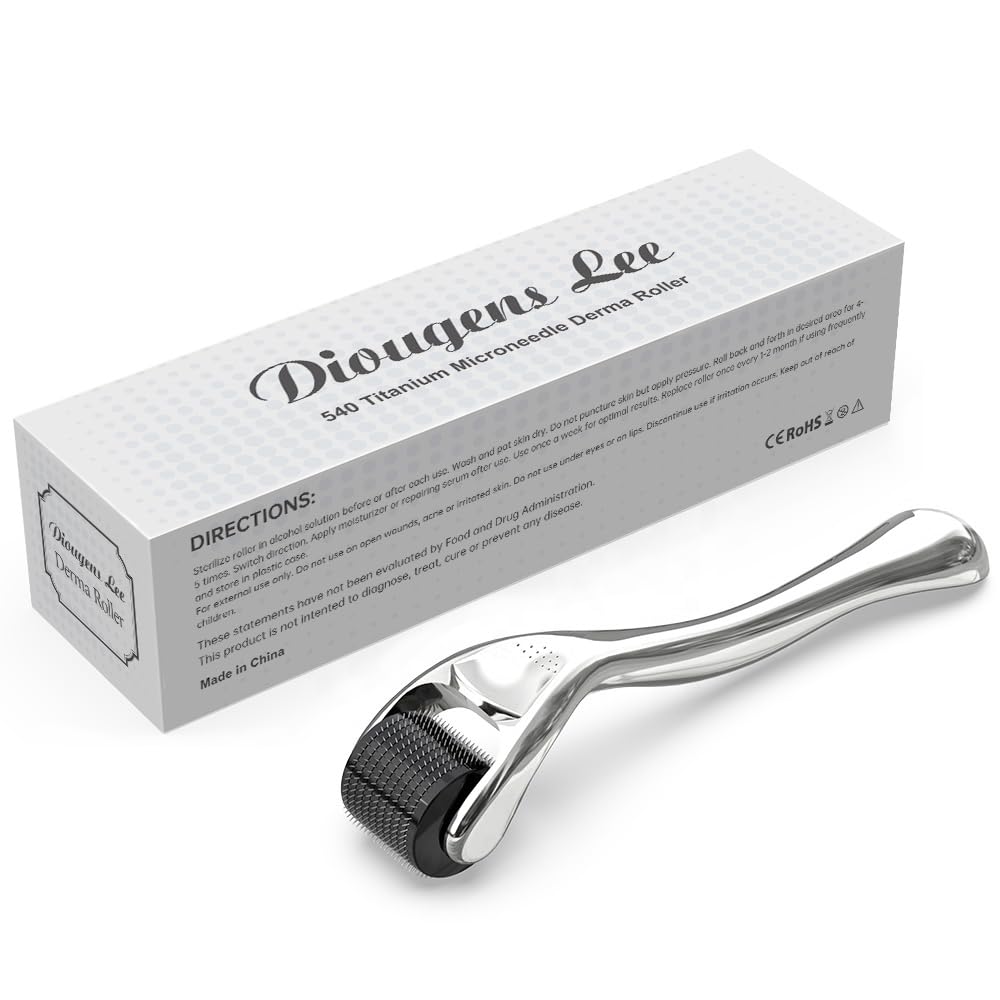 Diougens Lee derma roller with 540 titanium needles for precise beard and facial grooming