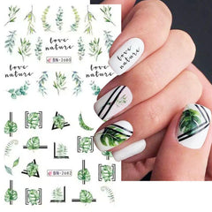 Diowino green leaf design for acrylic nails offers tropical elegance.