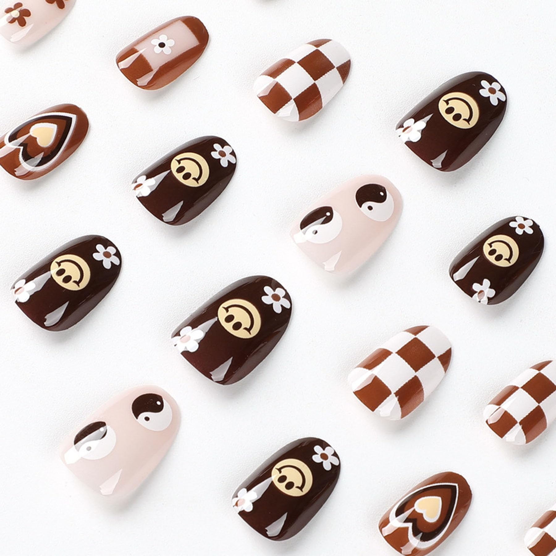 Diowino winter brown oval nails for comfortable wear