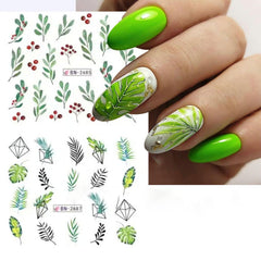 Diowino tropical leaf decals add ready-to-apply charm to DIY nails.