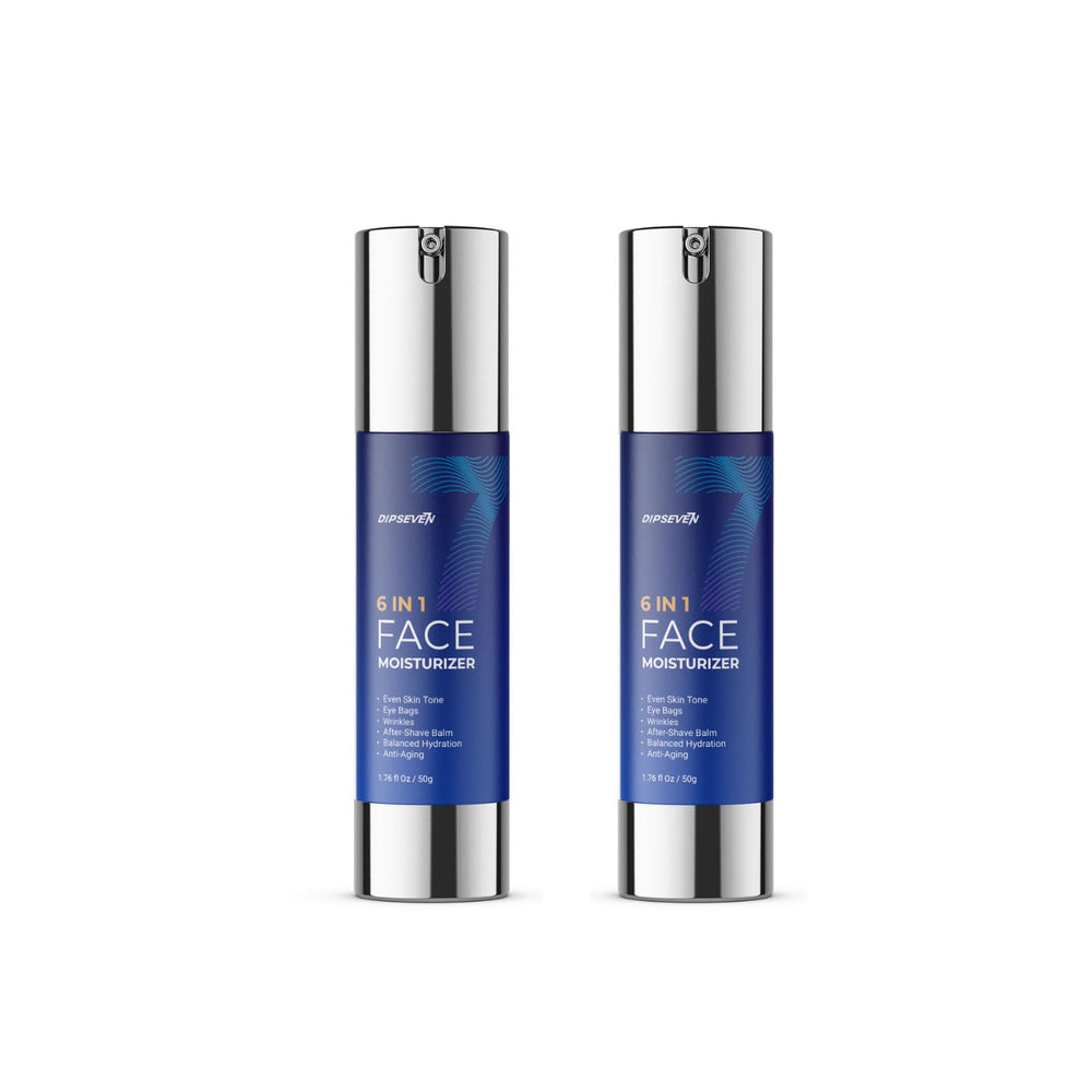 DIPSEVEN 6 in 1 face cream bottle closeup with premium packaging and multi-benefit formula