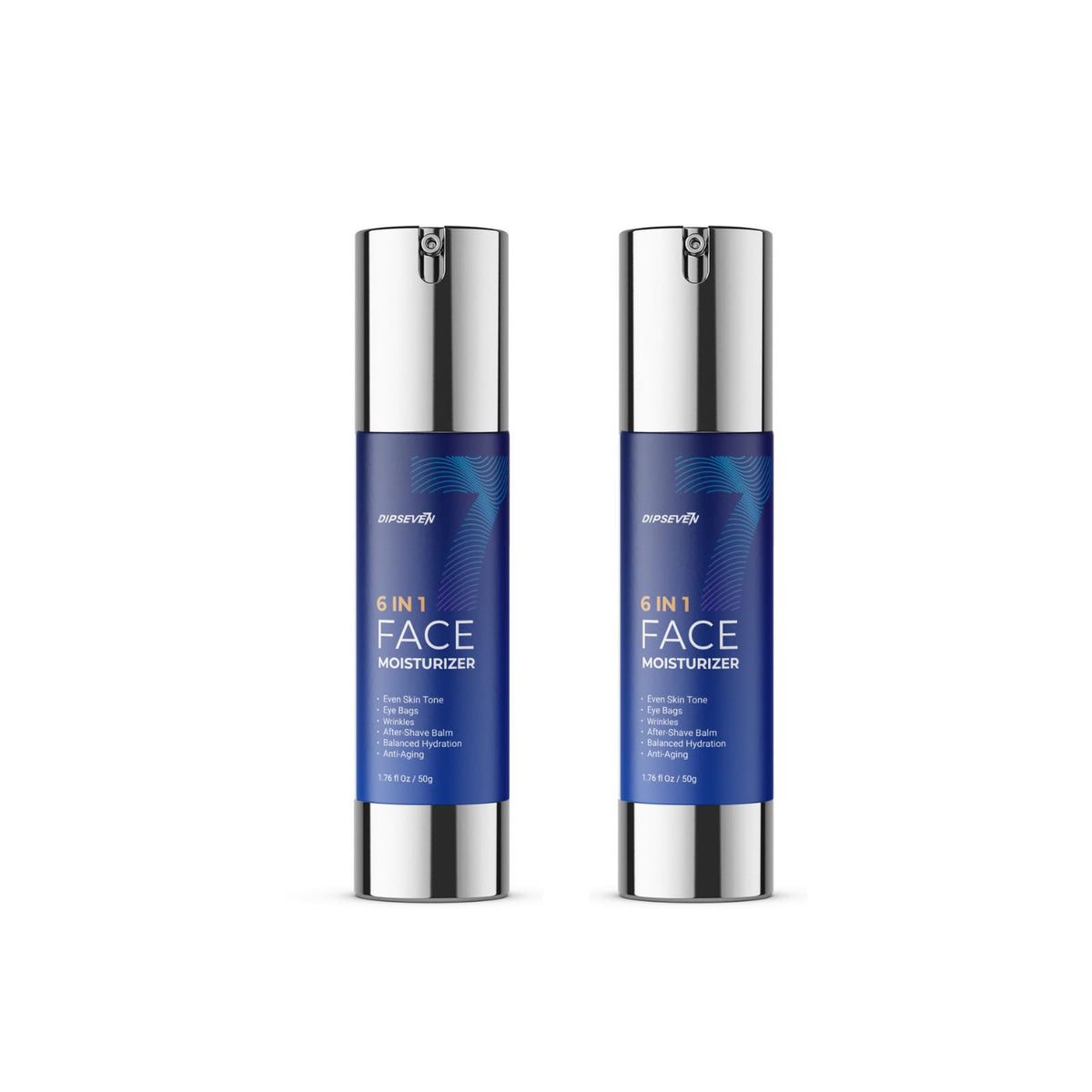 DIPSEVEN 6 in 1 face cream bottle closeup with premium packaging and multi-benefit formula