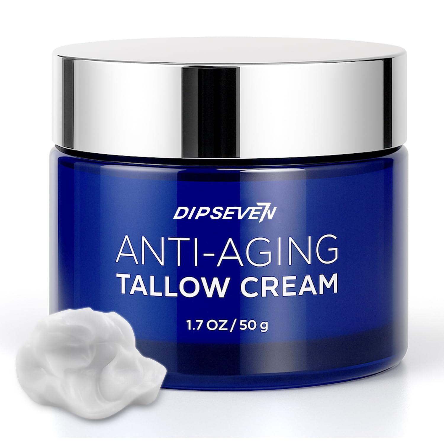 Dipseven beef tallow cream jar shows premium hydration for daily use.