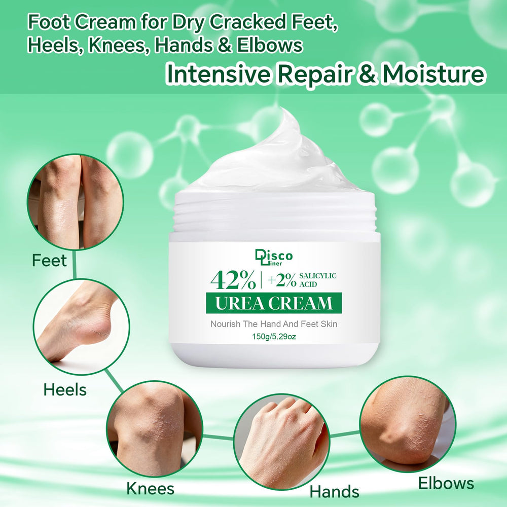Discoliner foot-care cream application demonstrates quick absorption.