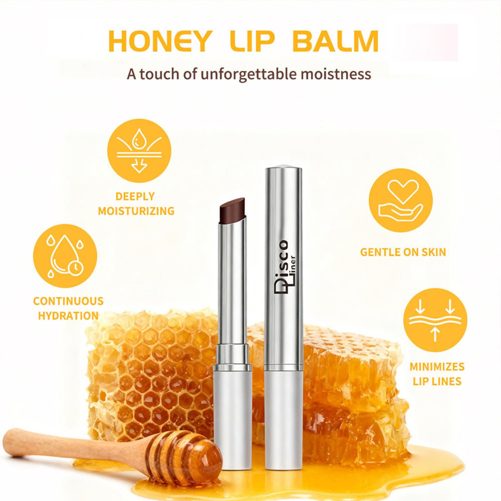 Discoliner Honey Lip Balm swatch-soft-tint reveals natural tint with moisture.