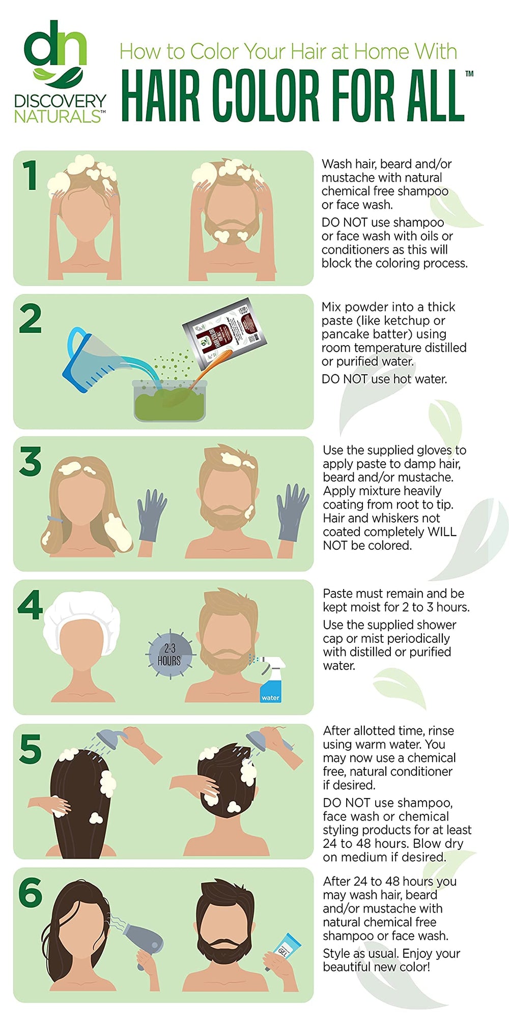 Discovery Naturals beard dye application showing root-to-tip coverage