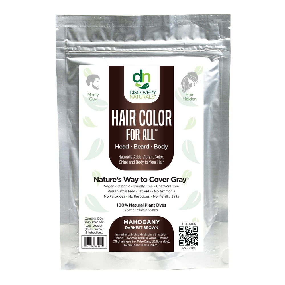 Discovery Naturals Brown Henna Kit powder 100g for at-home color application